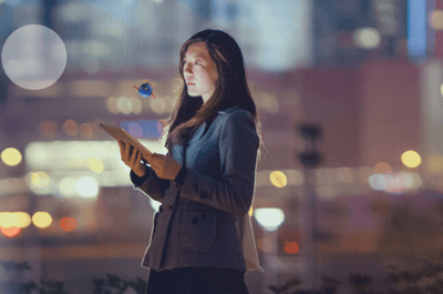woman using a tablet device