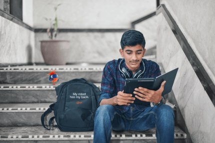 man reading book