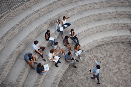 group of students on steps