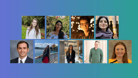 A collage of nine UiPath interns from all over the world